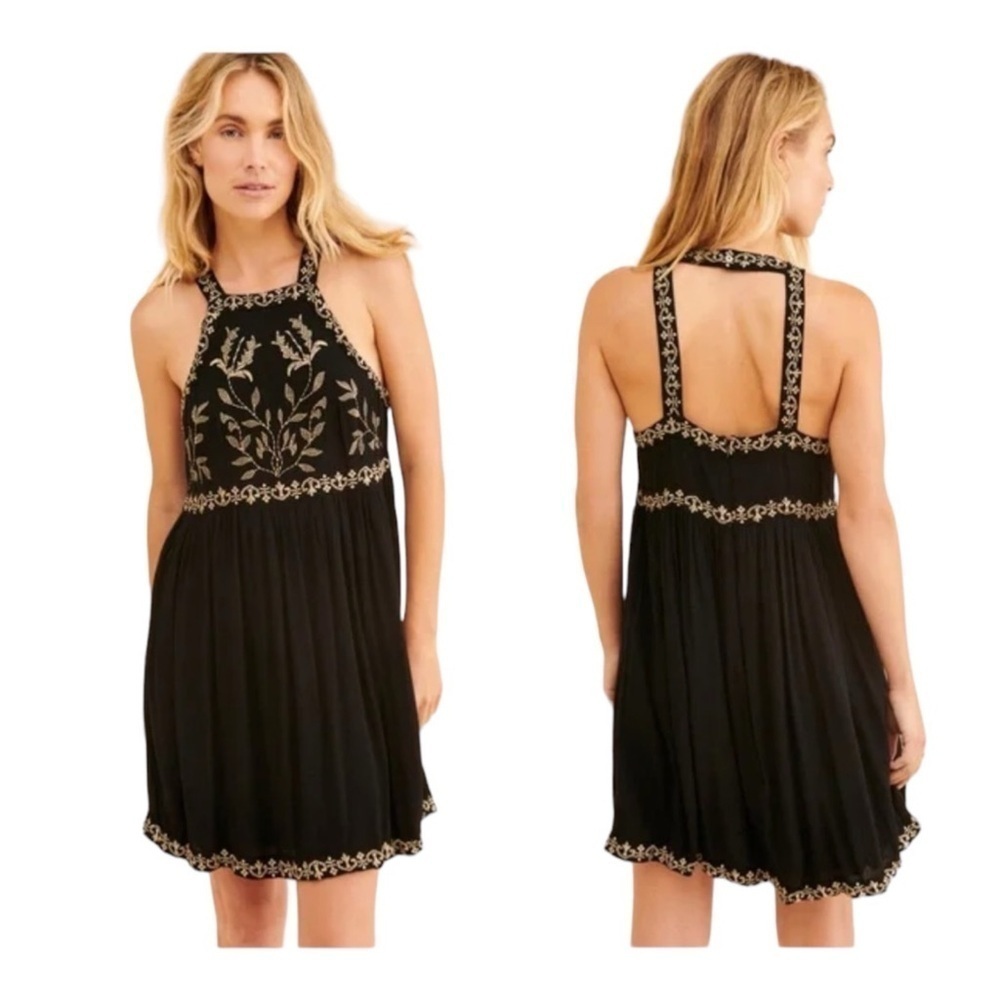 Urban Outfitters Mini Dress
Womens Size Medium Black and Gold Embroidered